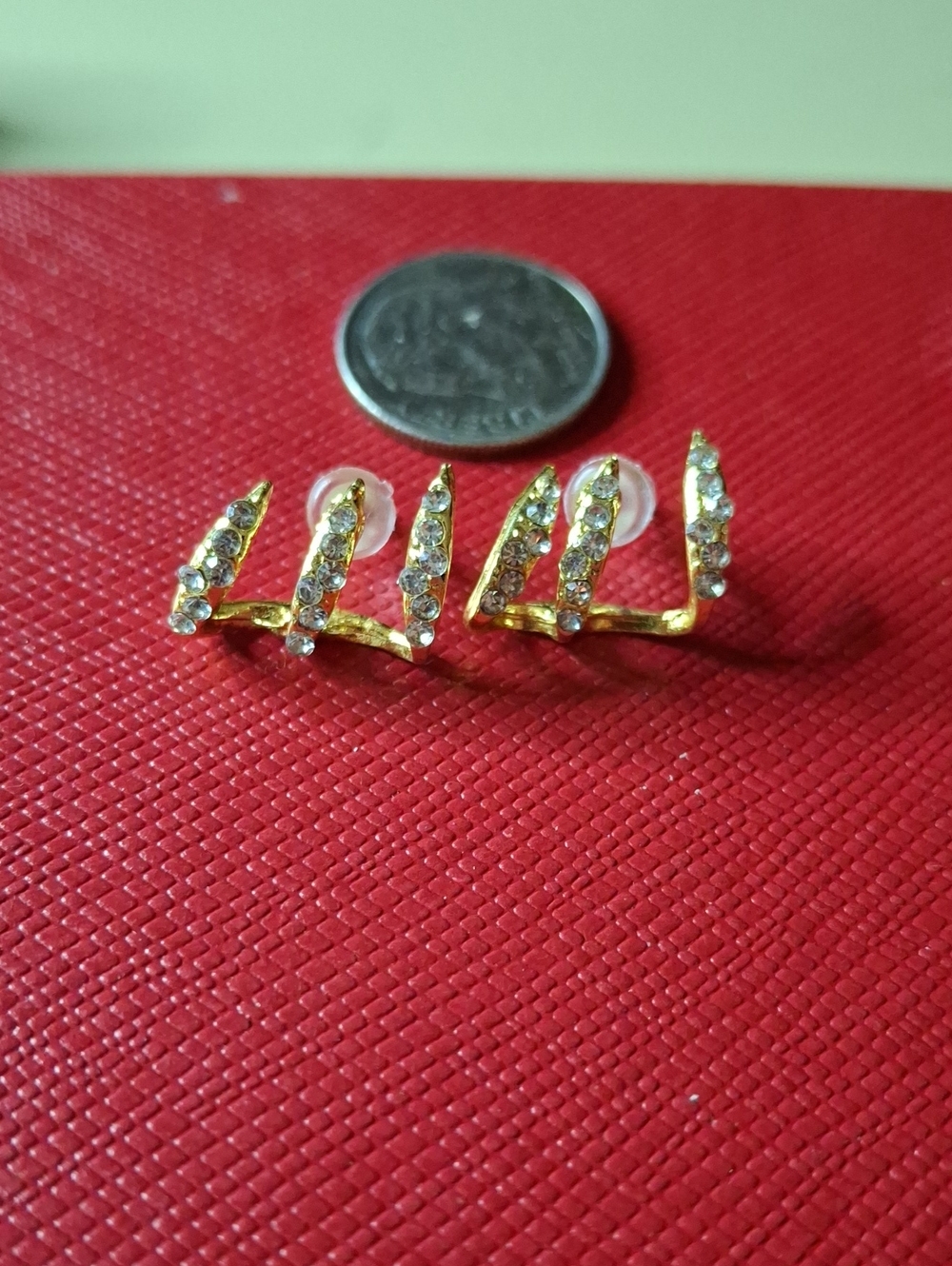 Rhinestone Gold Tone Earrings